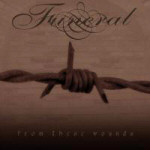 Norjalaisen Funeral-bändin 'From these wounds' -albumin kansikuva, jossa näkyy yläosassa yhtyeen logo, keskellä piikkilanka-aidan väkänen ja alaosassa albumin nimi. Taustaväri on tummahko, ruskea.