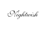 Nightwish-bändin logo. Kaunokirjoitusta, mustalla värillä, taustaväri on valkoinen.